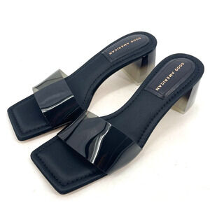 Good American Block Heel Slide Sandal Black 001 Size 9 GA119K-X